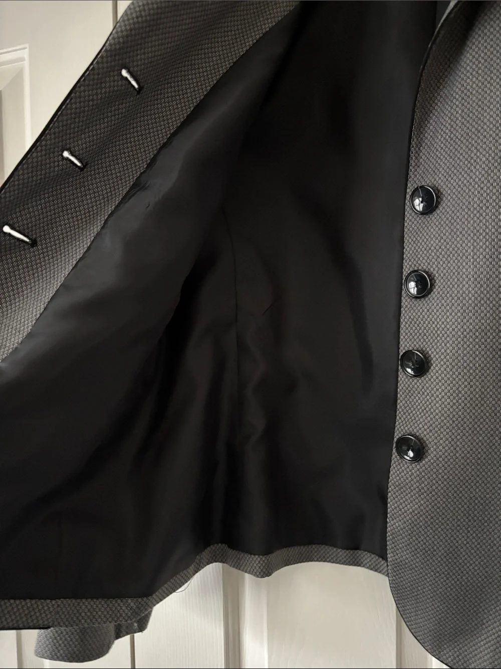 Evan Picone Gray Structured Button Blazer with Black Pleated Skirt - Picture 5 of 8
